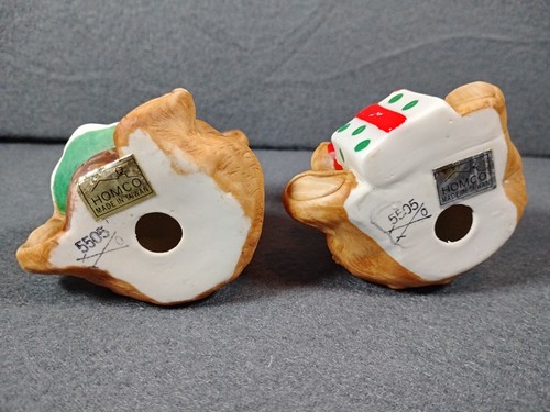 Set of 2 Homco #5505 Christmas Ceramic Teddy Bears Tree & Present Holiday Decor - Afbeelding 5 van 5