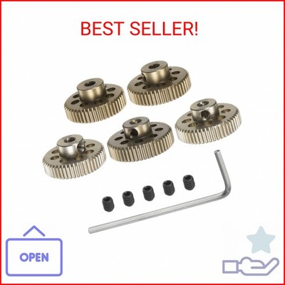 uxcell 64P Pinion Gear Set 3.175mm (1/8'') Shaft 46T 47T 48T 49T 50T Aluminum All