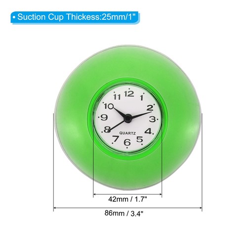 Wall Clock Mini Bathroom Kitchen Mirror Suction Waterproof Quartz Clock Green - Picture 2 of 7