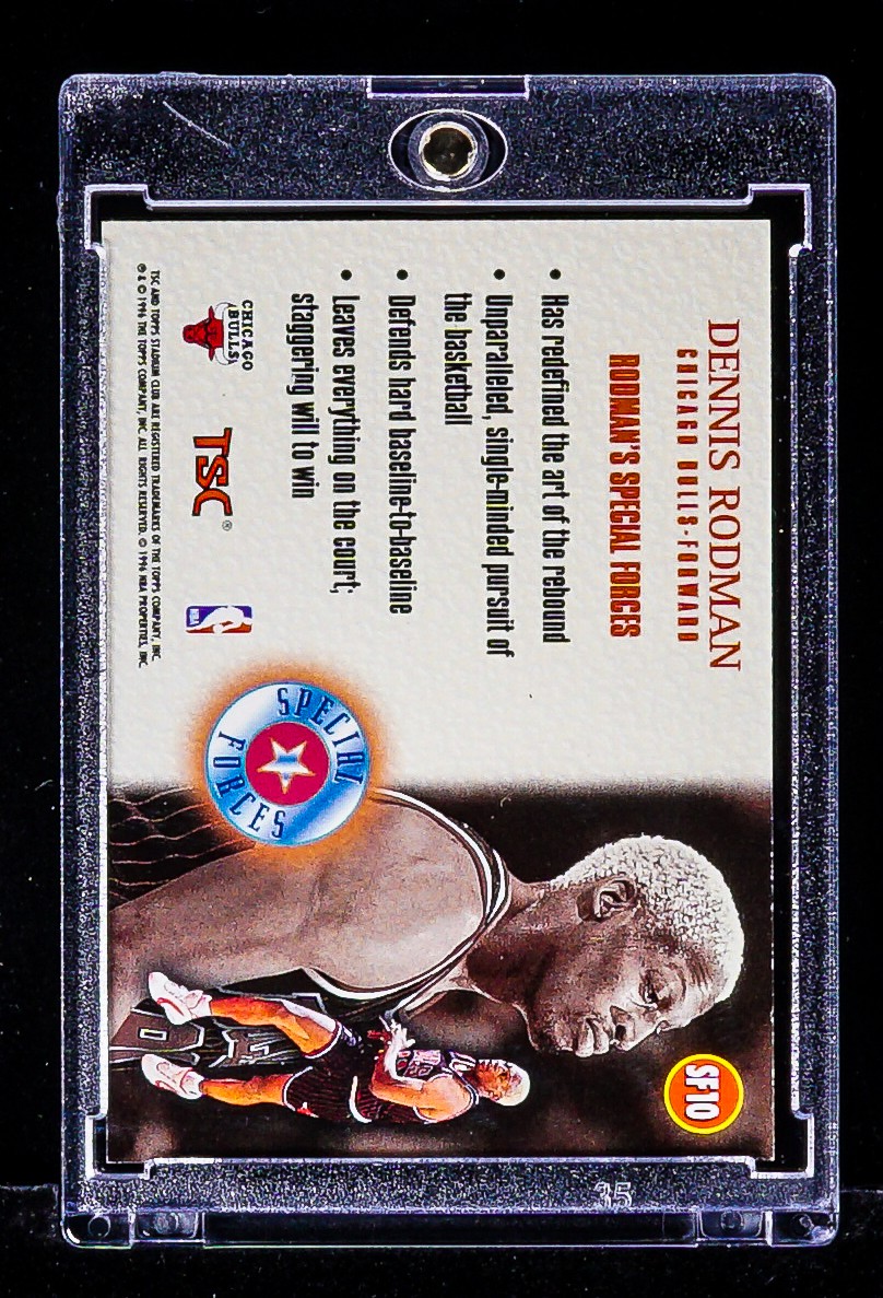 Dennis Rodman RARE FOIL ETCHED INVESTMENT INSERT CARD Chicago Bulls SSP dennis-rodman-rare-foil-etched-investment-insert-card-chicago-bulls-ssp