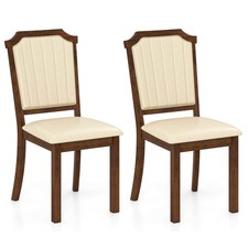 Dining Chair Set of 2 Upholstered Kitchen Chair w/PU Leather Rubber Wood Frame