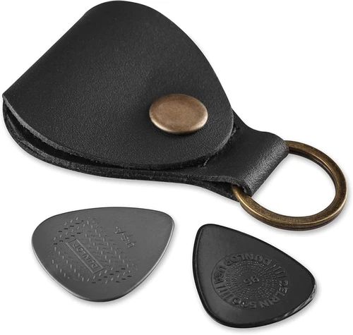 Leather Guitar Pick Holder Keychain, Case Bag, Plectrum... 