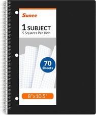 Spiral Notebook, 1-Subject, Graph Ruled Paper, x 10-1/, 70 Sheets, 5