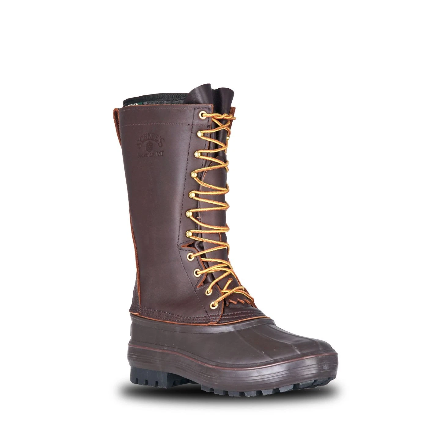 Schnee's Hunter II 13" Brown Leather Pac Boots, High-Traction Outsole