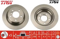 2X Bremsscheibe TRW DF2768 2 Bremsscheiben Hinterachse Hinten FüR BMW