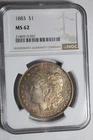 1883 Morgan Silver Dollar Toned NGC MS62 #031
