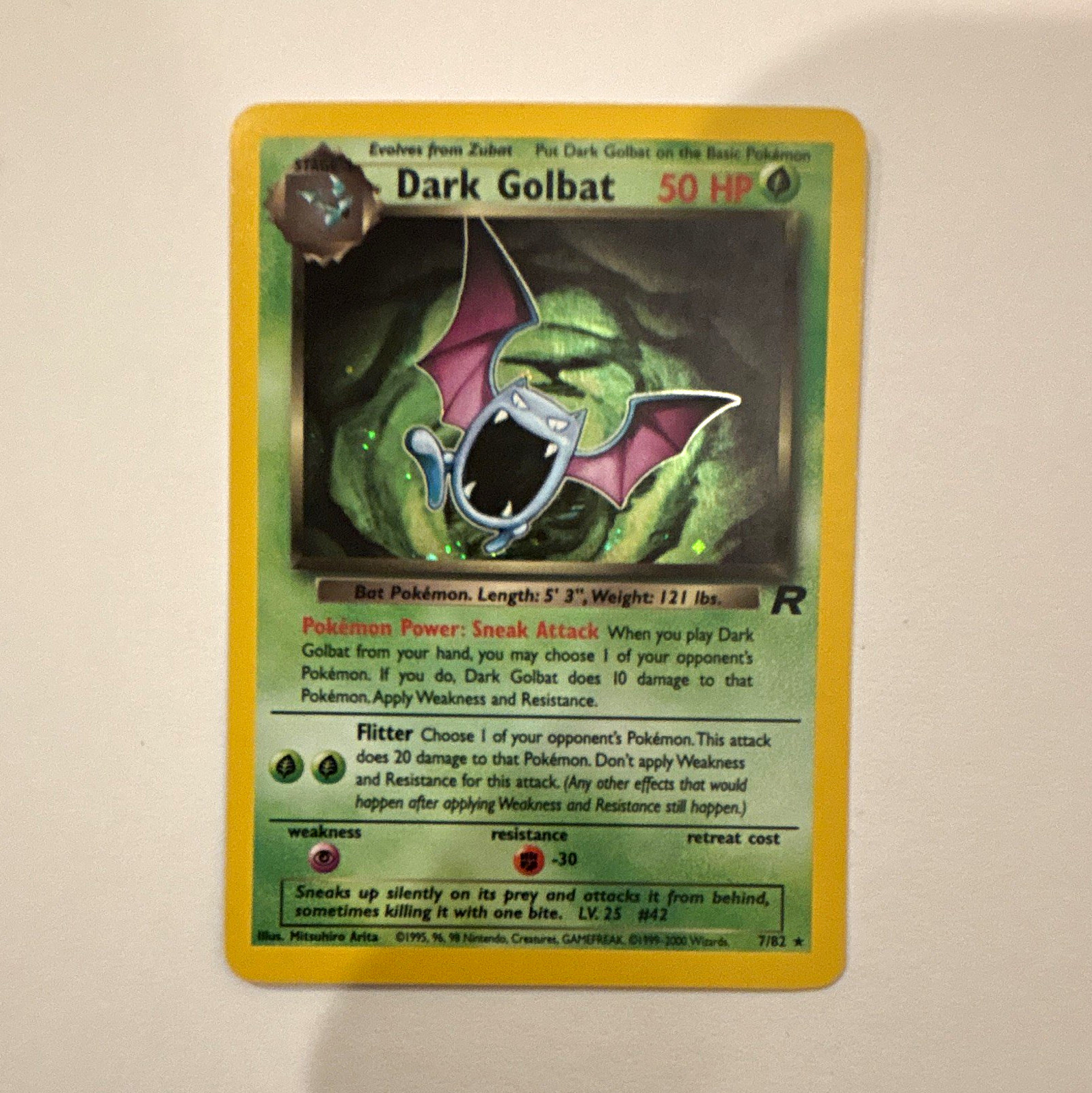 Pokemon TCG Dark Golbat Team Rocket 7/82 Holo Rare Unlimited English 2000 50HP
