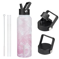 Bjpkpk Isolierte Trinkflasche Mit Strohhalm-Deckel, 1.2L Edelstahl