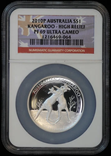 2010-P Australia $1 High Relief Silver 1 oz Proof Kangaroo NGC PR 69 Ultra Cameo