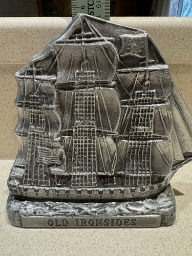 Vintage Banthrico Old Ironsides/USS Constitution Ship Coin Bank, Silver finish - Picture 5 of 6