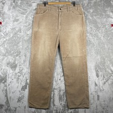Vintage Levis Corduroy Pants Mens 38x30 Tan Straight Leg White Tab 90s USA Made