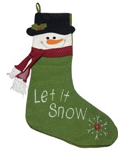 Huge 36  Green Snowman Embroidered Extra Large Christmas Stocking NWT