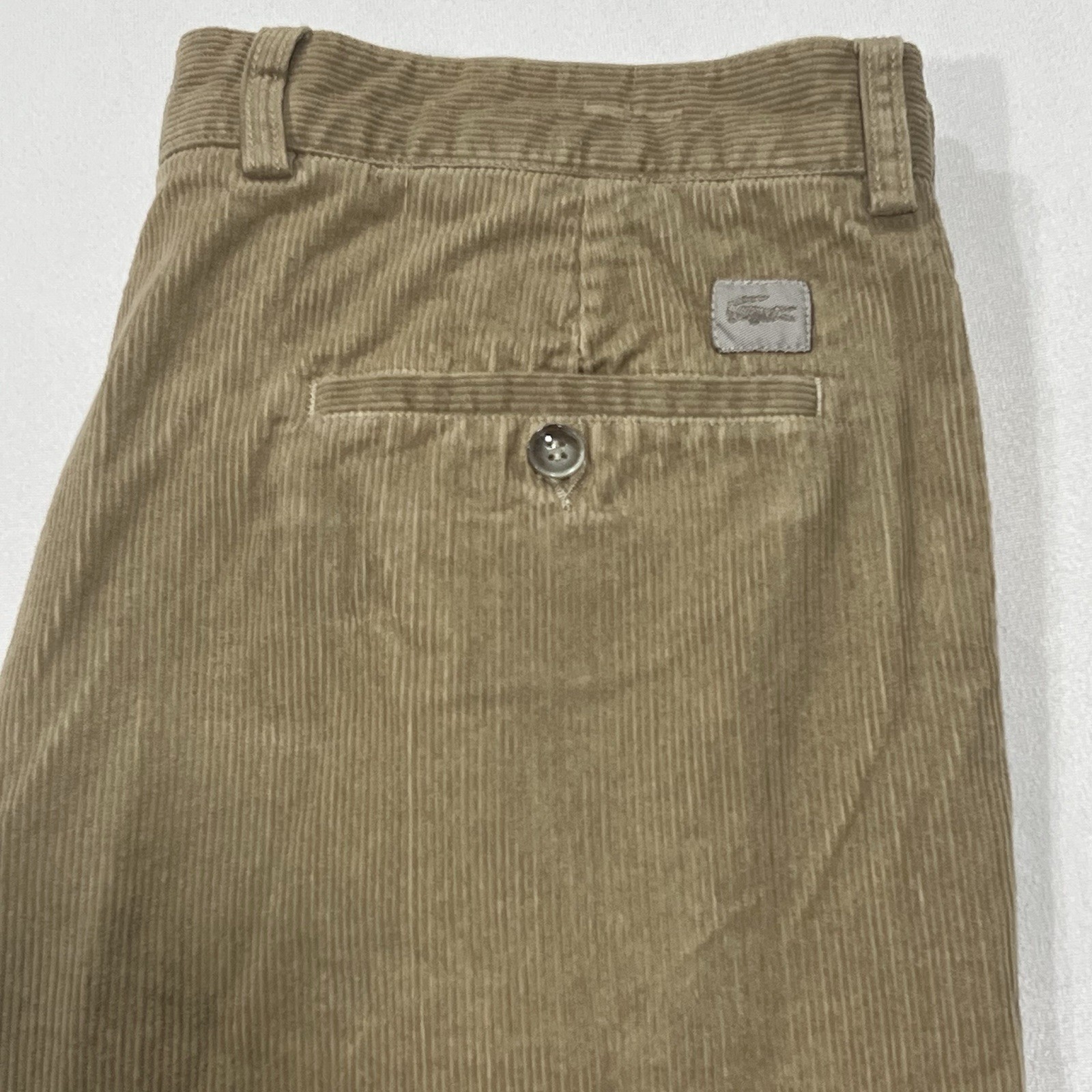 Lacoste Men Corduroy Tan Khaki Light Brown Straight Leg Pants Size 34X29