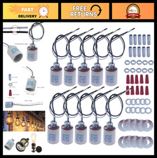 Ceramic Light Socket E26 E27 Medium Base Bulb Holder with 12" Wire Lead - 10pcs