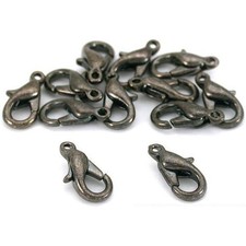 12 Gun Metal Plated Lobster Clasps Necklace Bracelet Jewelry Making 12mm x 6mm