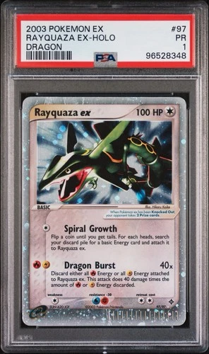 2003 Pokemon EX Dragon #97 Rayquaza EX Holo PSA 1