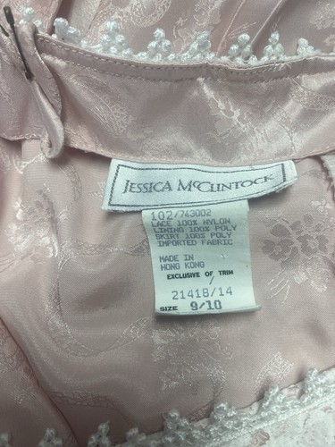 VTG Jessica McClintock 20s Style Pink Lace Drop Waist Pleated Dress Sleeveless M - Picture 5 of 5