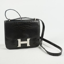 HERMES Constance Mini 18 Black Alligator Shou...