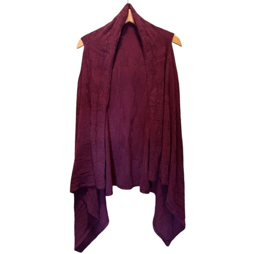 ALAN BILZERIAN Cashmere Open Vest Shawl Knit Cardigan Burgundy Drape US 12 - Picture 3 of 8