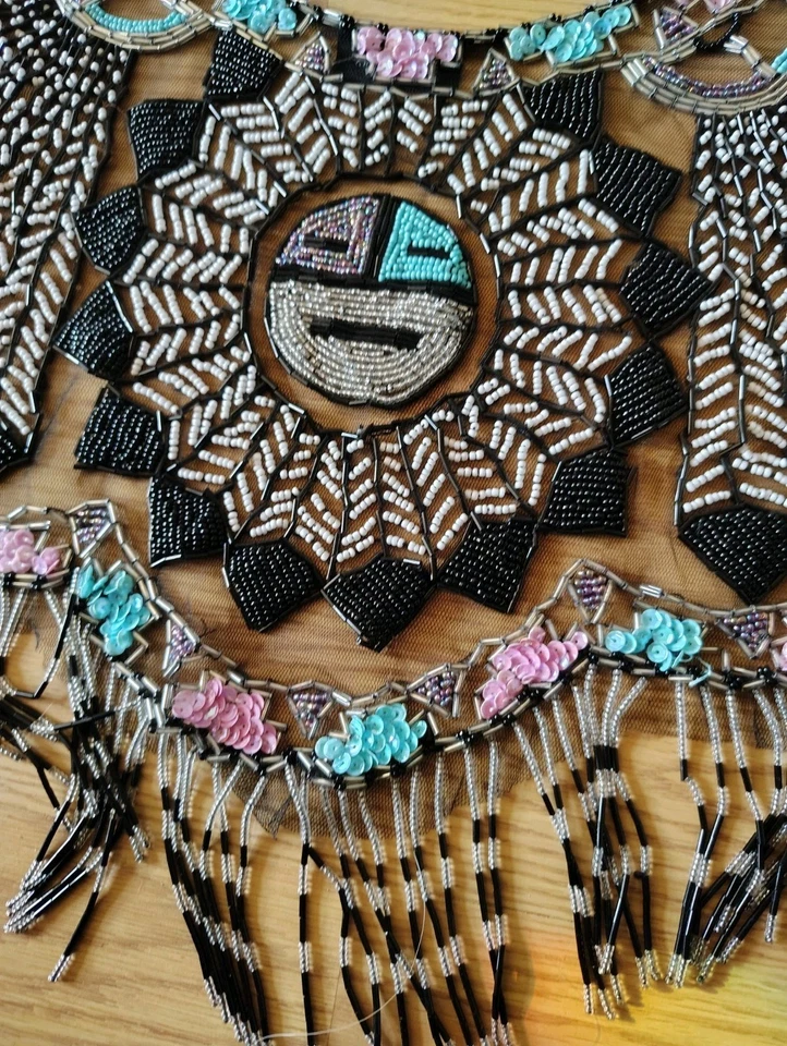 Sharmark Mantón Cuentas Bufanda Envoltura Cápleta Negro Plata Púrpura Cuentas de Vidrio De Colección Foto 2 de 4