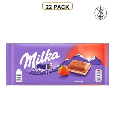 Chocolate MILK w/STRAWBERRY 100gr x 22pc - MILKA