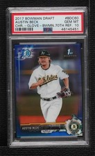 2017 Bowman Draft Chrome Blue Refractor 70th Anniversary Austin Beck PSA 10 0q21