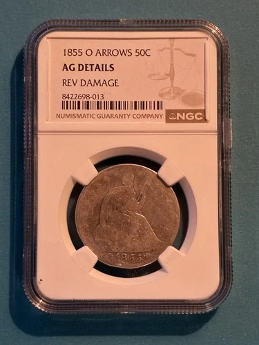 1855 O Arrows Seated Liberty Half Dollar - NGC - AG Details