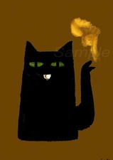 BLACK CAT COFFEE WALL ART PRINTS A2 / A3 / A4