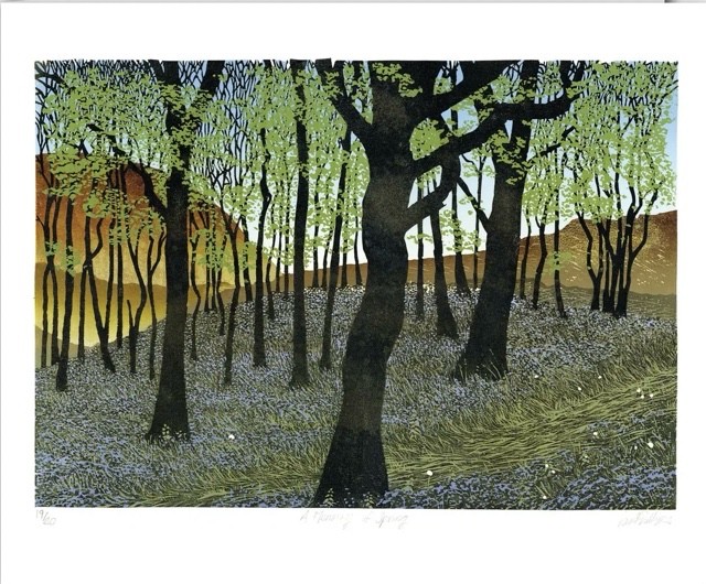 Memory of Spring Bluebell Woods  Art Blank Greeting / Birthday Card Wild Flowers