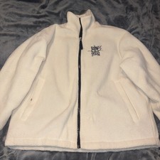 White Boring Pals H&M Oversized White Fleece Quilted Jacket Size L