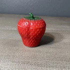 Vintage Hazel Atlas Milk Glass Painted Strawberry With Lid Trinket Box Jar