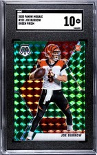 Joe Burrow 2020 Panini Mosaic Green Prizm #201 Rookie SGC 10 Bengals