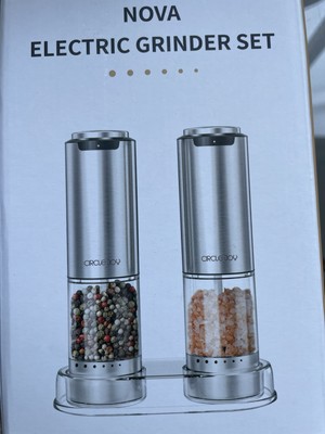 Rechargeable Electric Salt and Pepper Grinder Set with Base, Stainless Steel ...