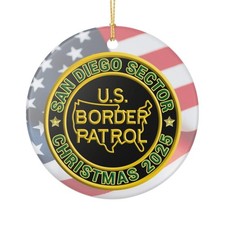SAN DIEGO SECTOR BORDER PATROL BPA 3" CERAMIC CHRISTMAS ORNAMENT MADE IN THE USA