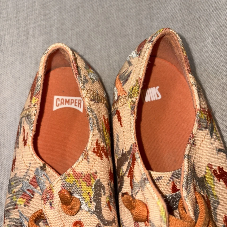 Camper Twins Sin Cordones Para Mujer Talla US 8.5/9 EU 40, Naranja Plata Melocotón Bordado Foto 4 de 4