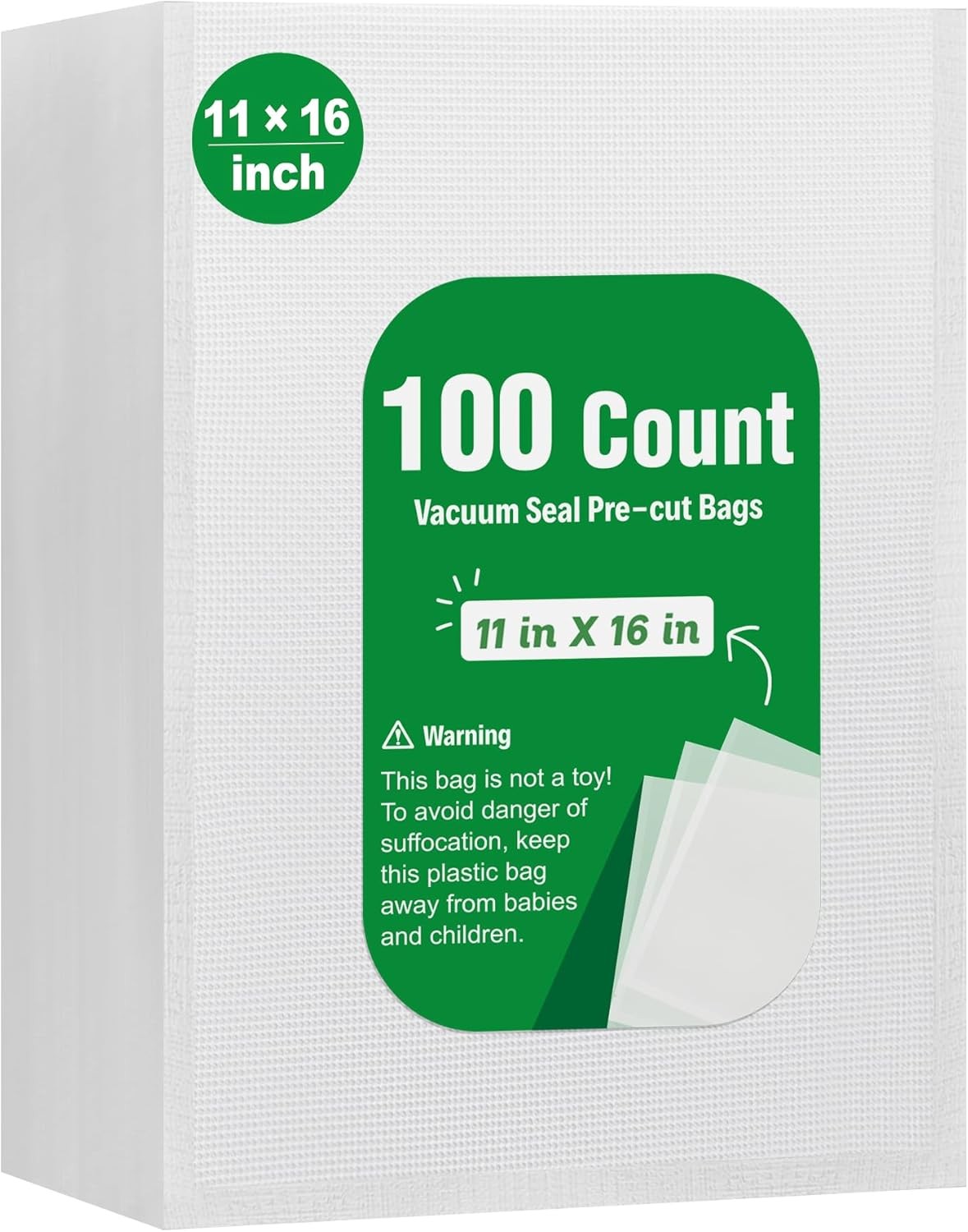 Syntus 100 Count Vacuum Sealer Bags Gallon 11 x 16 inch for 11 x 16, Clear 