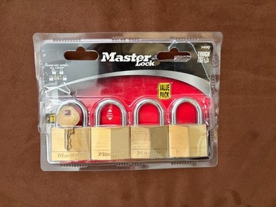 NEW Master LOCK VAULT 140Q Solid Padlocks 4 Pack Keyed-Alike Outdoor Brass