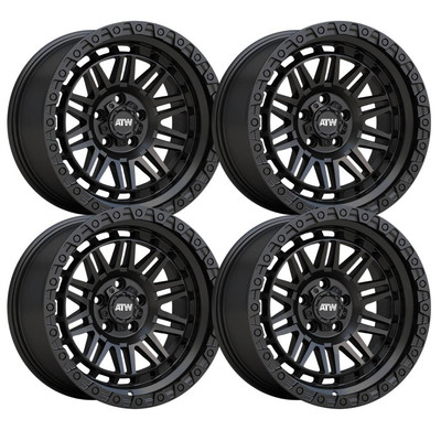 (Set-4) ATW Offroad Yukon 17x8 5x100 30mm Satin Black Wheels Rims 17 Inch