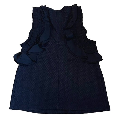Camiseta sin mangas Anthropologie Deletta para mujer talla M negra con volantes texturizada Clemente - Imagen 5 de 9