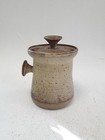 Vintage Handmade Studio Pottery Lidded Jar with Side Handle Beige Brown