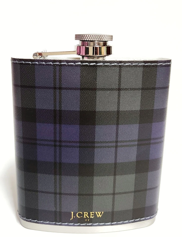 Reloj J.Crew Factory Negro Frasco a Cuadros Reloj Negro Azul Marino Verde Negro 7oz Acero Nuevo con Etiquetas Foto 3 de 4