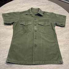True Vintage US Air Force Shirt Large Green OG-107 Cotton Sateen Military 60s