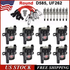 Set of 8 Round Ignition Coil Pack UF262 with Spark Plug and Wire For Chevy GMC