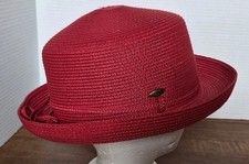 The Scala Collection Paper/Poly Red Hat One Size Upturned Brim