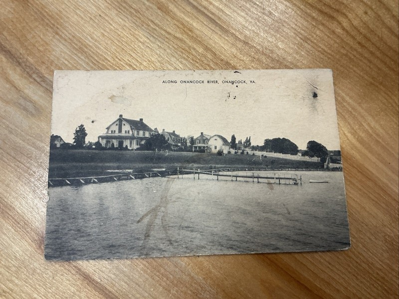  Vintage Postcard Along Onancock River, Onancock, Va.