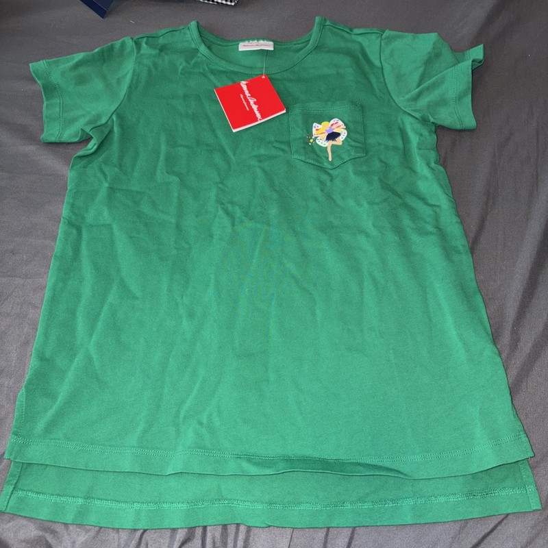 NWT Hanna Andersson Girls Pocket Tshirt Size 10 Green With Fairy