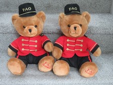 FAO Schwarz 16" Holiday Teddy Bear Soldier Plush Stuffed Animal Doll SET OF 2 