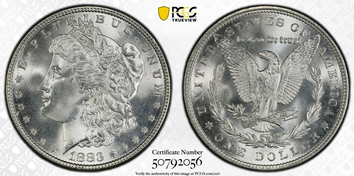 PCGS Certified MS 67 Graded 1883 Year Morgan US Dollars (1878-1921
