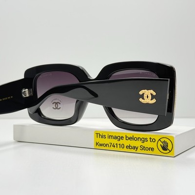 Chanel CH5435 Rectangle Sunglasses Black Frame Gray Gradient Lens