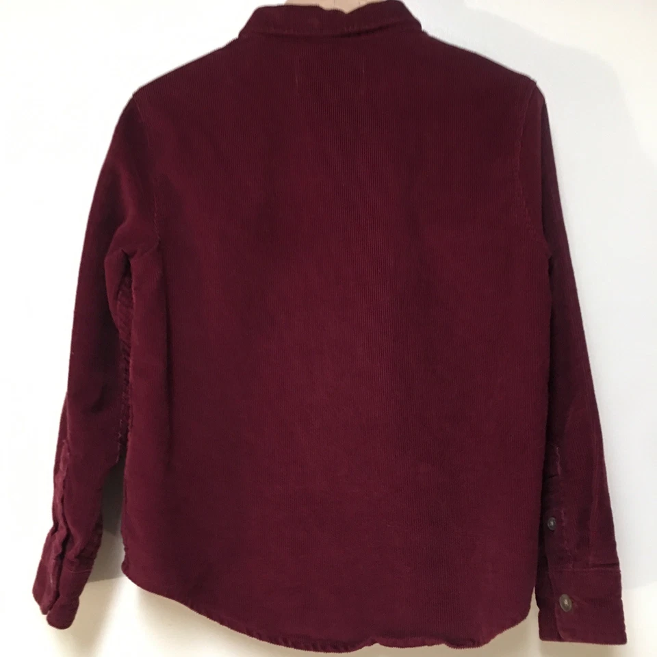 Old Navy 男孩 5 衬衫红色勃艮第灯芯绒纽扣 100% 棉学院风 90 年代 — 第 3/4 张图片